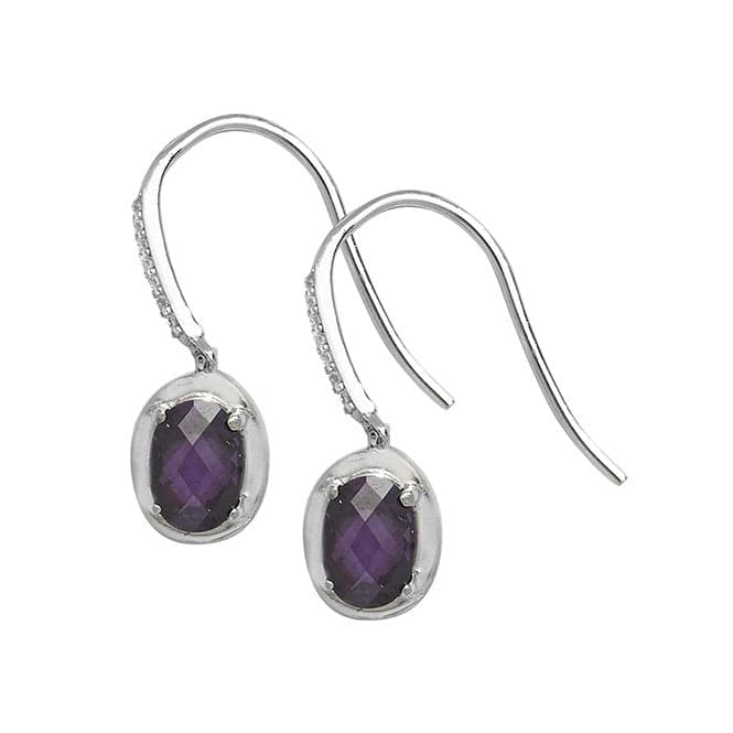 Silver Amethyst Fish Hook Earrings G51063Acotis Silver JewelleryTH - G51063