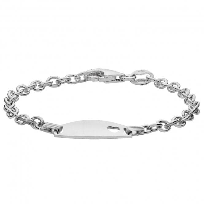 Silver Babies Cable Cut Out Heart Oval Id Bracelet G2598Acotis Silver JewelleryTH - G2598
