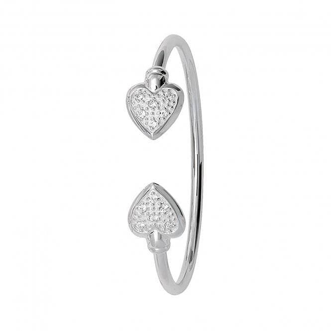 Silver Babies Double Hearts Zirconia Torc Bangle G4033Acotis Silver JewelleryTH - G4033