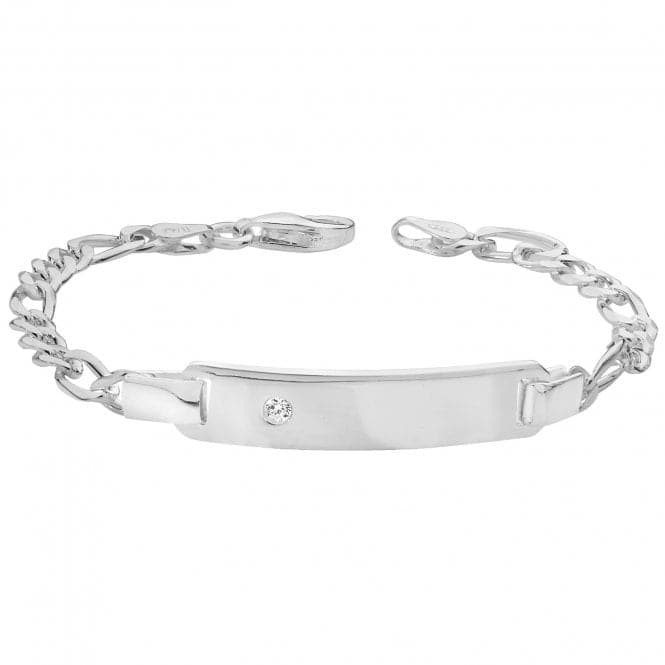 Silver Babies Figaro Zirconia Set Id Bracelet G2228Acotis Silver JewelleryTH - G2228