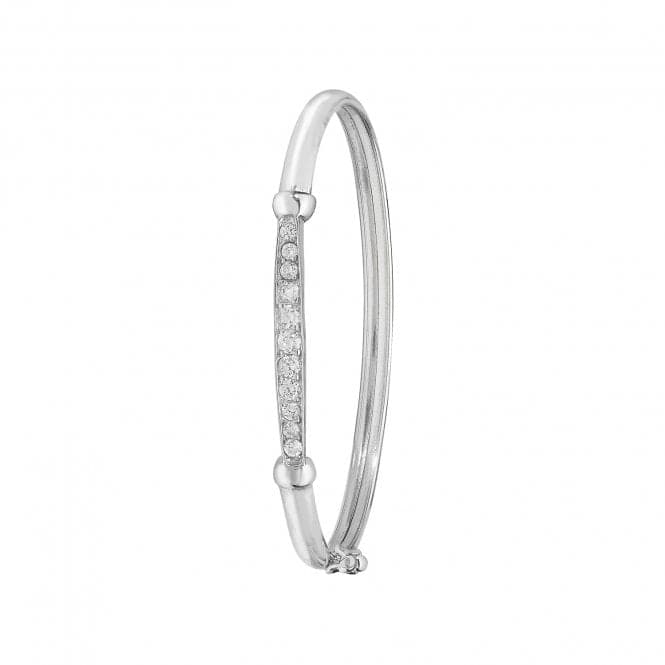 Silver Babies Oval Zirconia Hinged Bangle G4209CZAcotis Silver JewelleryTH - G4209CZ