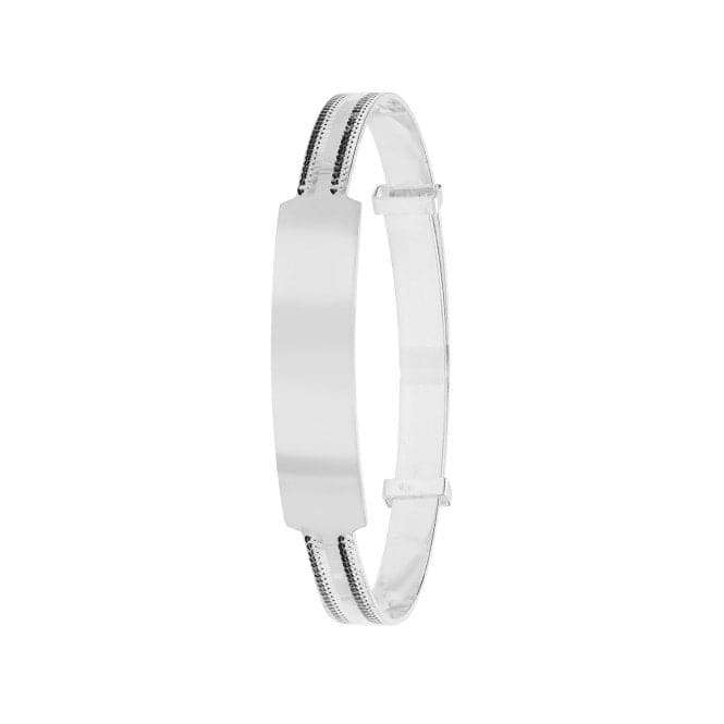 Silver Babies Round Mill Grain Edges Id Expandable Bangle G4377Acotis Silver JewelleryTH - G4377