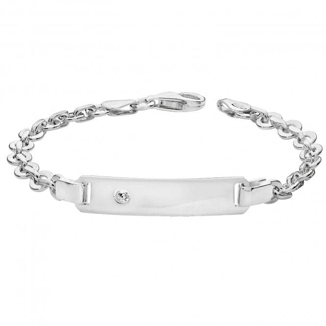 Silver Babies Trace Zirconia Set Id Bracelet G2229Acotis Silver JewelleryTH - G2229