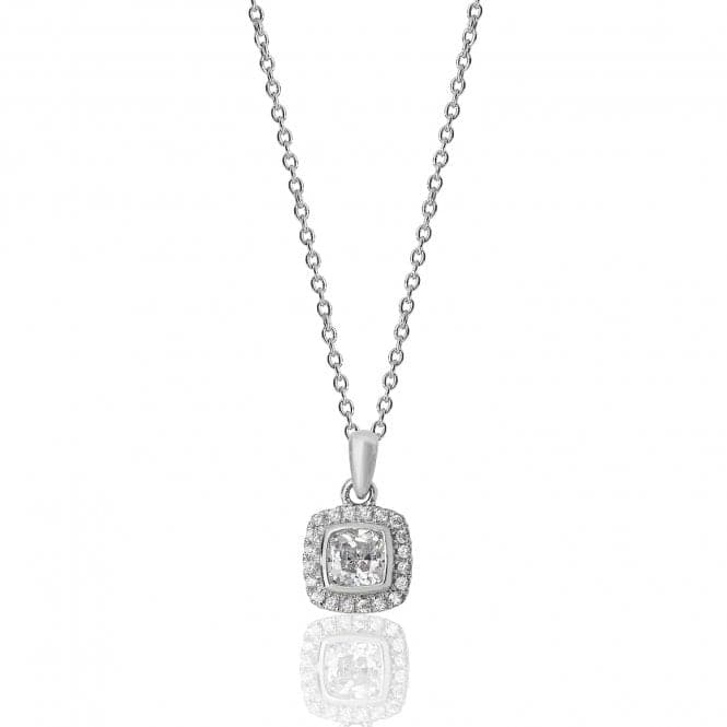 Silver Bezel Set Cushion Halo Style Cubic Zirconia Chain Pendant SPG0005CZSilver & CoSPG0005CZ