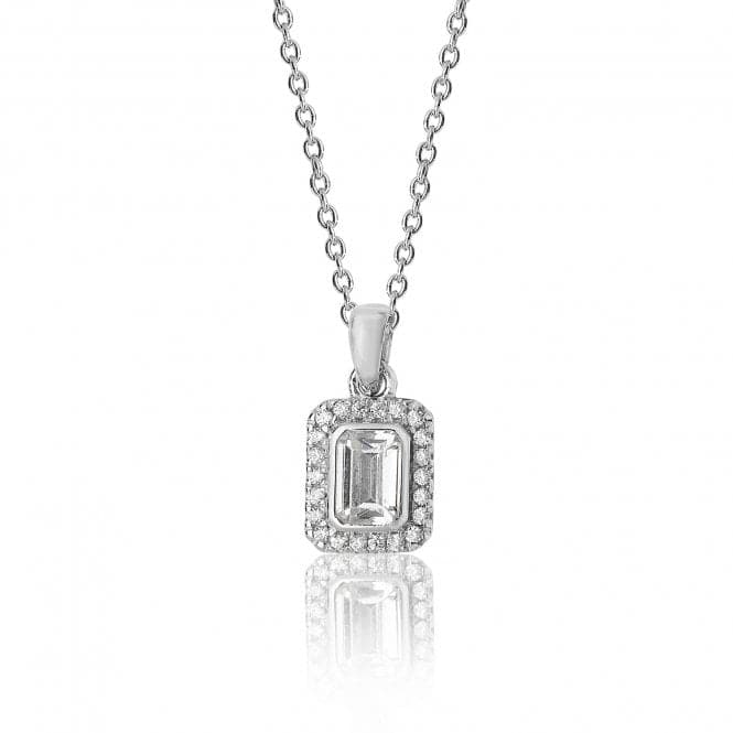 Silver Bezel Set Cut Halo Style Cubic Zirconia Chain Pendant SPG0021CZSilver & CoSPG0021CZ