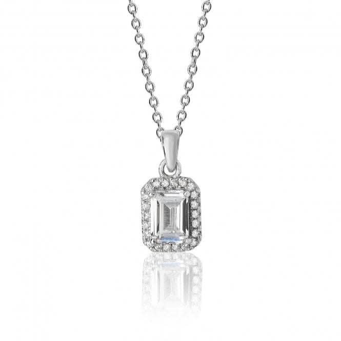 Silver Bezel Set Cut Halo Style Cubic Zirconia Chain Pendant SPG0027CZSilver &amp; CoSPG0027CZ