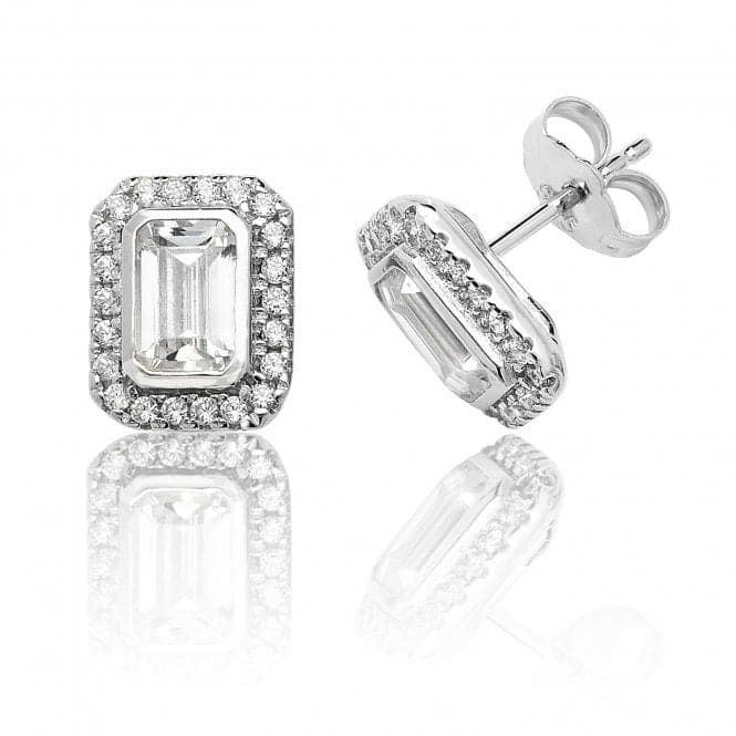 Silver Bezel Set Halo Style Cut Cubic Zirconia Stud Earrings SEG0021CZSilver & CoSEG0021CZ