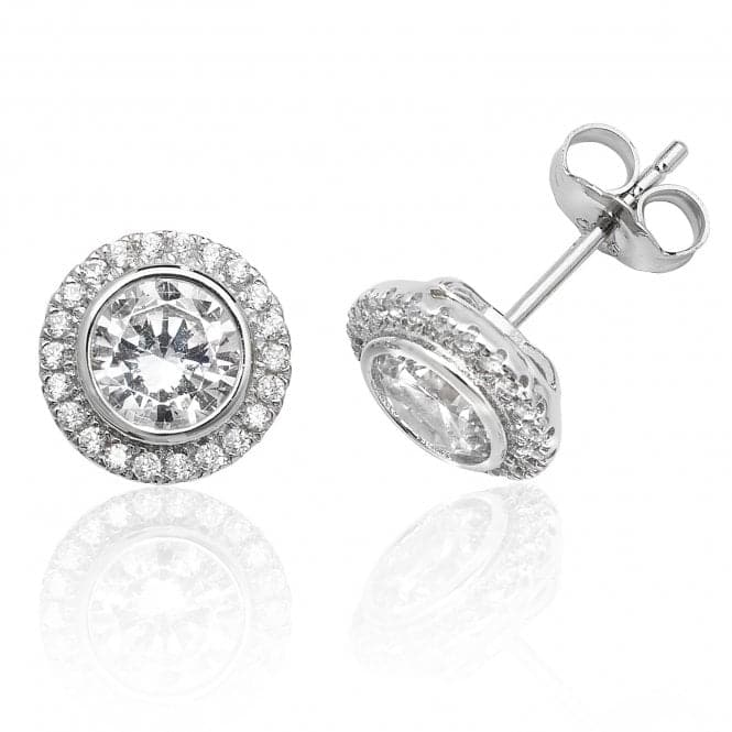 Silver Bezel Set Halo Style Round Cubic Zirconia Stud Earrings SEG0001CZSilver & CoSEG0001CZ