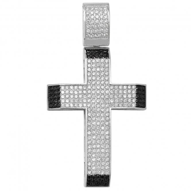 Silver Black/Clear Zirconia Cross Pendant G6758BKAcotis Silver JewelleryTH - G6758BK