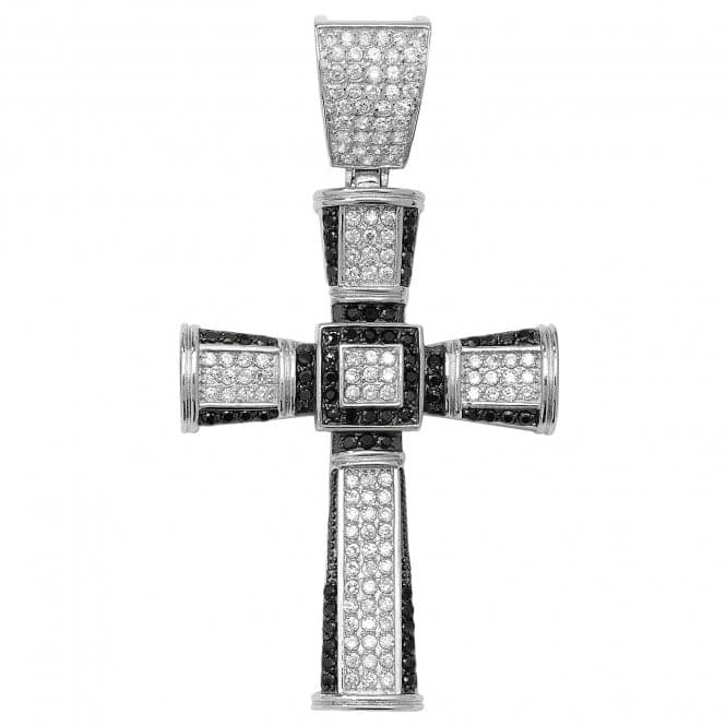 Silver Black/Clear Zirconia Cross Pendant G6759BKAcotis Silver JewelleryTH - G6759BK