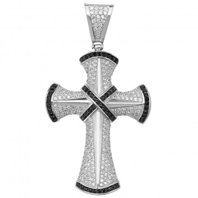 Silver Black/Clear Zirconia Cross Pendant G6760BKAcotis Silver JewelleryTH - G6760BK