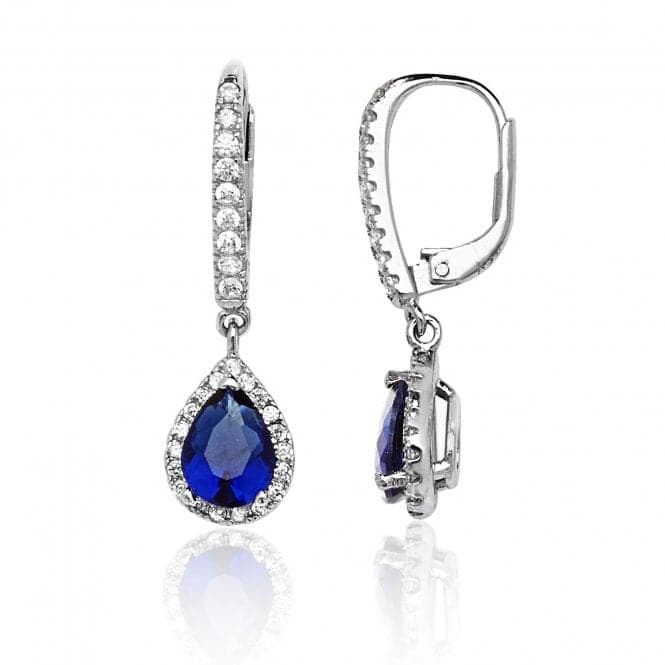 Silver Blue Pear Shape White Cubic Zirconia Drop Earrings SEG0081SASilver & CoSEG0081SA