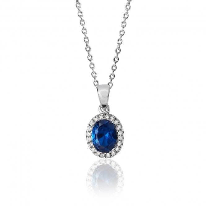Silver Blue White Oval Cluster Cubic Zirconia Chain Pendant SPG0035SASilver &amp; CoSPG0035SA