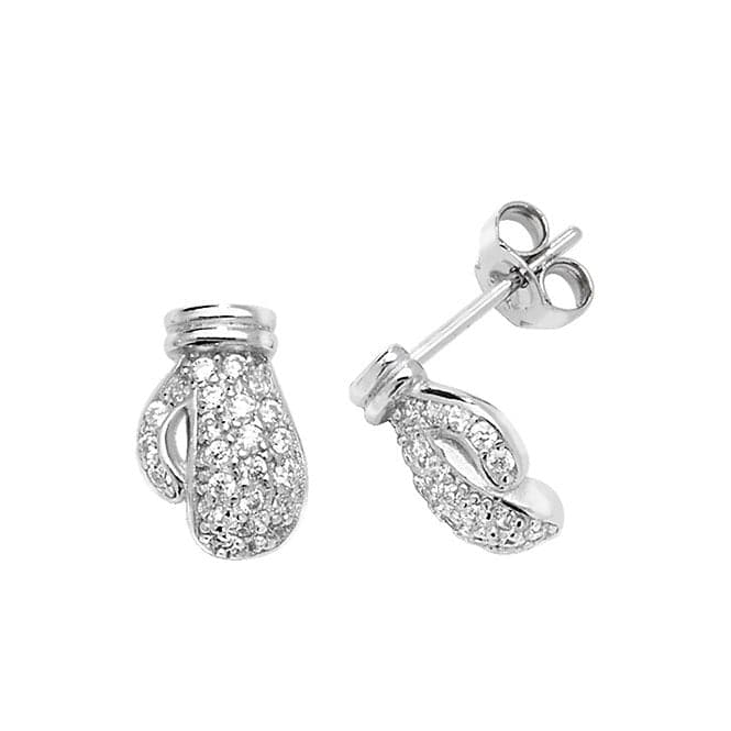 Silver Boxing Gloves Zirconia Stud Earrings G51137Acotis Silver JewelleryTH - G51137