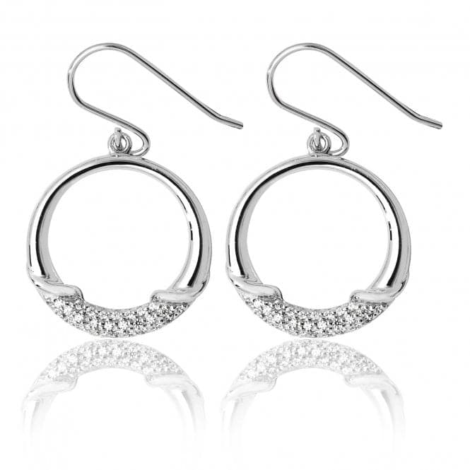 Silver Circular Cubic Zirconia Detail Drop Earrings SEG0068CZSilver & CoSEG0068CZ