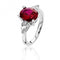 Silver Claw Set 3 Stone 10X8mm Red Cubic Zirconia Oval 6X4mm Pears Ring SRG0099RUSilver & CoSRG0099RU/J