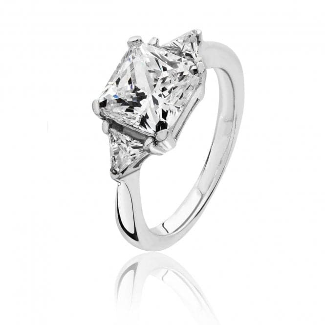 Silver Claw Set 3 Stone 8mm 4mm Tria Cubic Zirconia Ring SRG0097CZSilver & CoSRG0097CZ/J