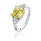 Silver Claw Set 3 Stone 9mm Cubic Zirconia Cush 5mm Hearts Ring SRG0098YZSilver & CoSRG0098YZ/J
