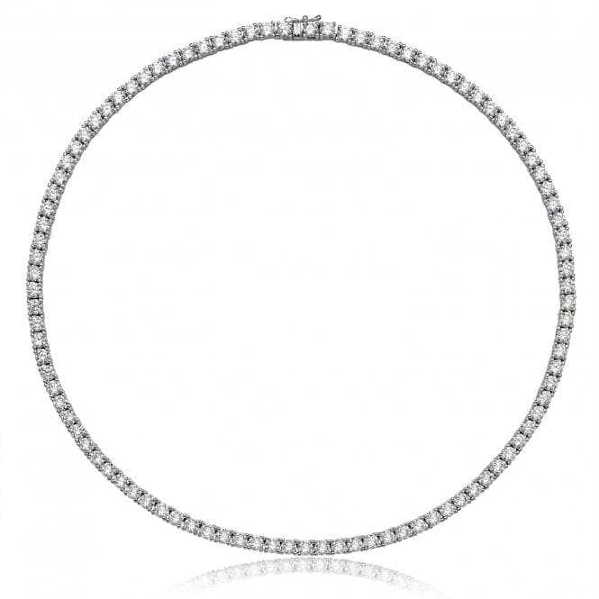 Silver Claw Set 4mm Round Cubic Zirconia Line Necklace SNG0010Silver & CoSNG0010