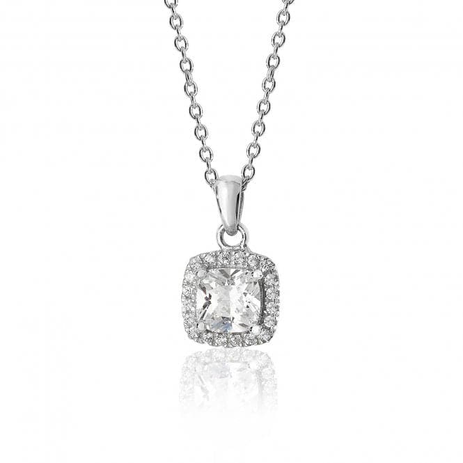 Silver Claw Set Cushion Halo Style Cubic Zirconia Chain Pendant SPG0013CZSilver & CoSPG0013CZ