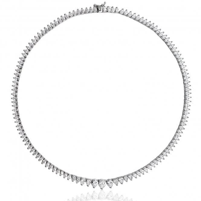 Silver Claw Set Graduated Pear Shape Cubic Zirconia Line Necklace SNG0014Silver & CoSNG0014