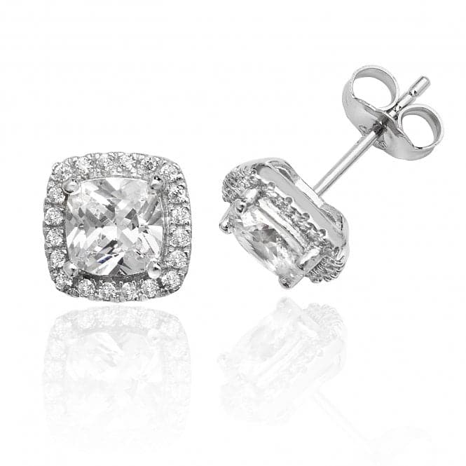 Silver Claw Set Halo Style Cushion Cubic Zirconia Stud Earrings SEG0013CZSilver & CoSEG0013CZ