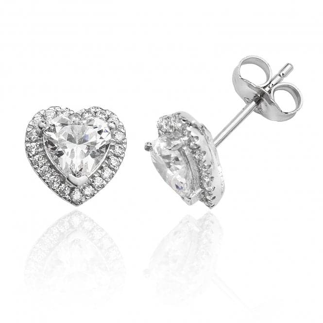 Silver Claw Set Halo Style Heart Shape Cubic Zirconia Stud Earrings SEG0023CZSilver & CoSEG0023CZ