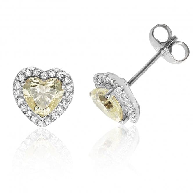 Silver Claw Set Halo Style Heart Shape Cubic Zirconia Stud Earrings SEG0023YZSilver & CoSEG0023YZ