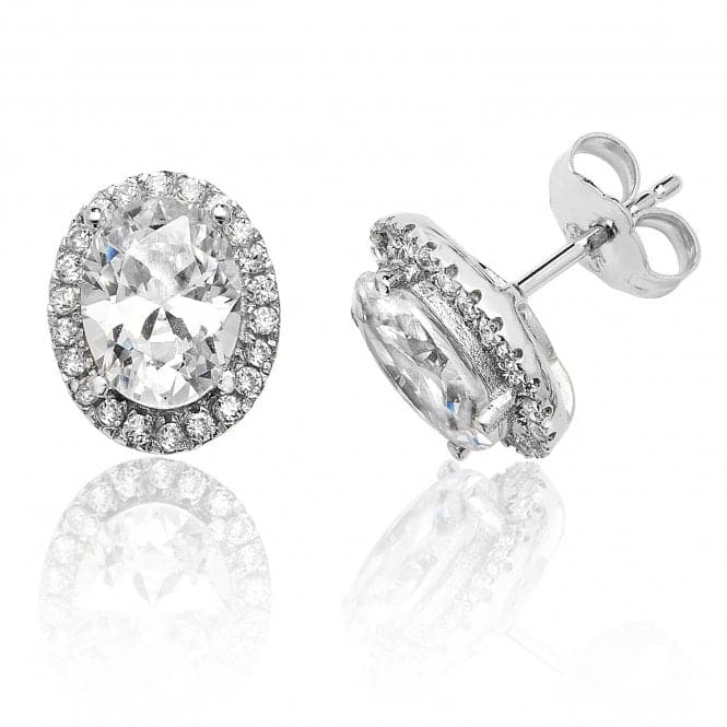 Silver Claw Set Halo Style Oval Cubic Zirconia Stud Earrings SEG0025CZSilver & CoSEG0025CZ