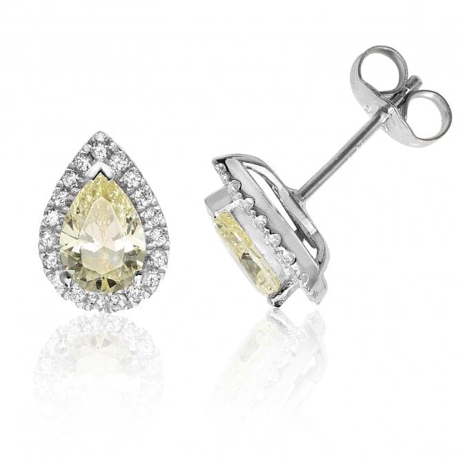 Silver Claw Set Halo Style Pear Shape Cubic Zirconia Stud Earrings SEG0015YZSilver & CoSEG0015YZ