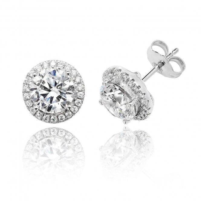 Silver Claw Set Halo Style Round Cubic Zirconia Stud Earrings SEG0009CZSilver & CoSEG0009CZ