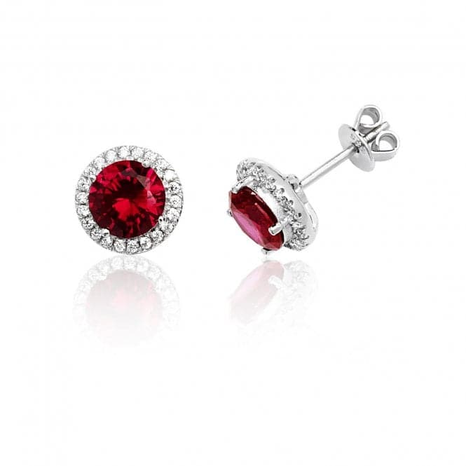 Silver Claw Set Halo Style Round Red Stud Earrings SEG0009RUSilver & CoSEG0009RU