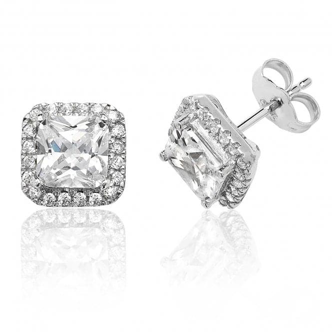 Silver Claw Set Halo Style Square Cubic Zirconia Stud Earrings SEG0011CZSilver & CoSEG0011CZ