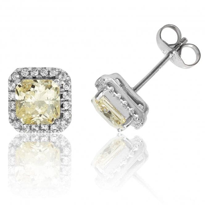 Silver Claw Set Halo Style Square Cubic Zirconia Stud Earrings SEG0011YZSilver & CoSEG0011YZ