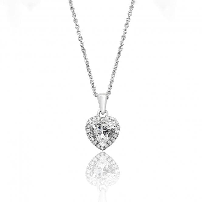 Silver Claw Set Heart Shape Halo Style Cubic Zirconia Chain Pendant SPG0023CZSilver & CoSPG0023CZ