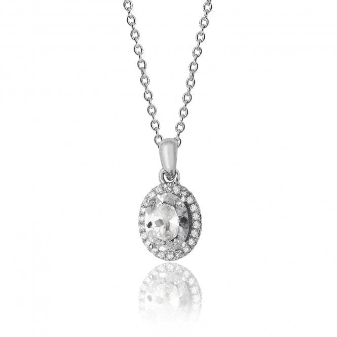 Silver Claw Set Oval Halo Style Cubic Zirconia Chain Pendant SPG0025CZSilver & CoSPG0025CZ