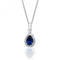 Silver Claw Set Pear Shape Halo Style Blue Cubic Zirconia Chain Pendant SPG0015SASilver & CoSPG0015SA