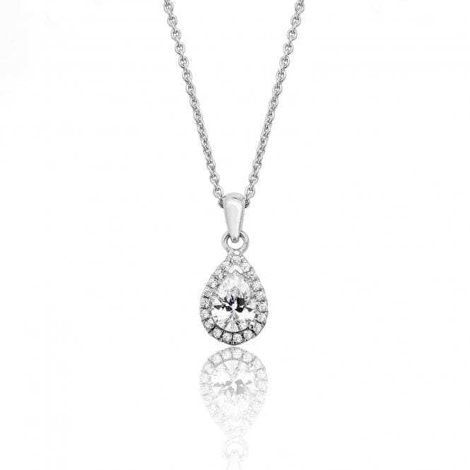 Silver Claw Set Pear Shape Halo Style Cubic Zirconia Chain Pendant SPG0015CZSilver & CoSPG0015CZ