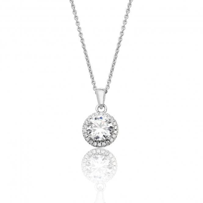 Silver Claw Set Round Halo Style Cubic Zirconia Chain Pendant SPG0009CZSilver & CoSPG0009CZ