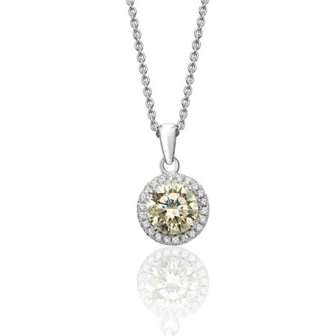 Silver Claw Set Round Halo Style Cubic Zirconia Chain Pendant SPG0009YZSilver &amp; CoSPG0009YZ