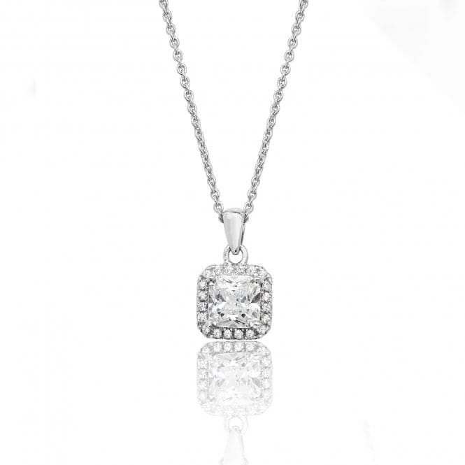 Silver Claw Set Square Halo Style Cubic Zirconia Chain Pendant SPG0011CZSilver & CoSPG0011CZ