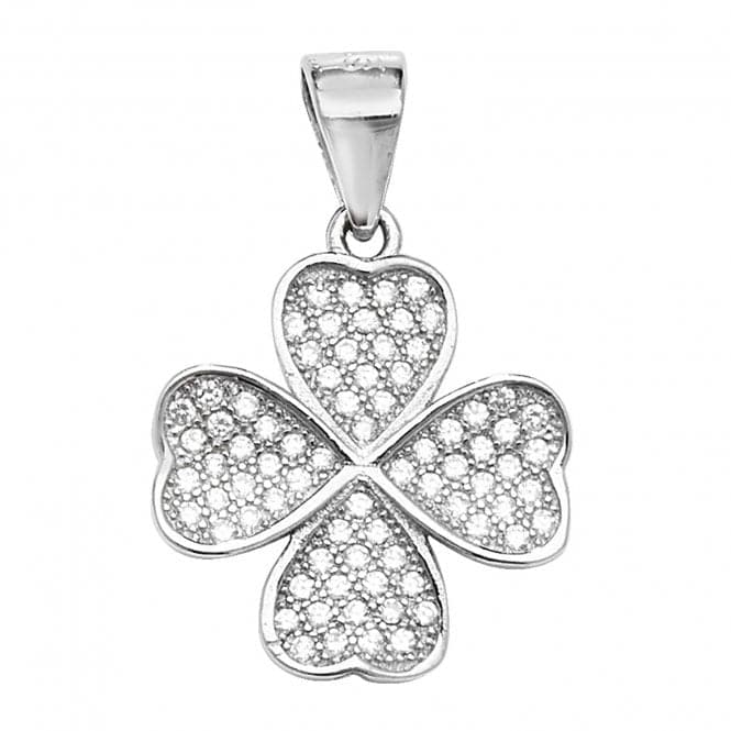 Silver Clover Zirconia Pendant G61008Acotis Silver JewelleryTH - G61008