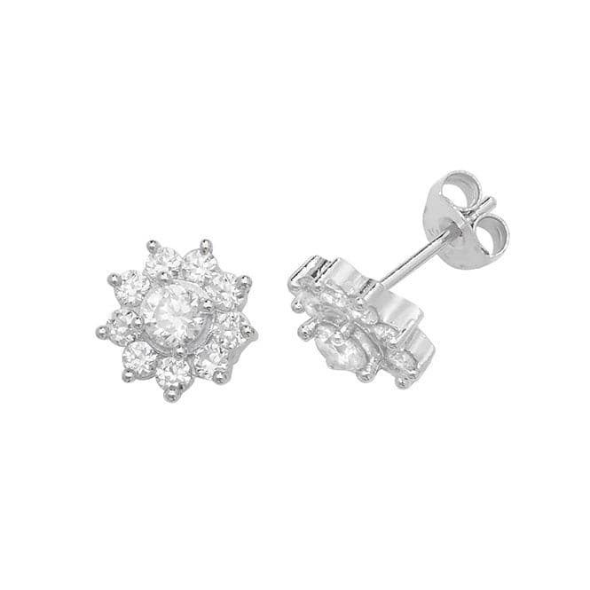 Silver Cluster Zirconia Stud Earrings G51081Acotis Silver JewelleryTH - G51081