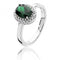 Silver Cubic Zirconia Halo Green White Oval Cubic Zirconia Ring SRG0038EMSilver & CoSRG0038EM/J