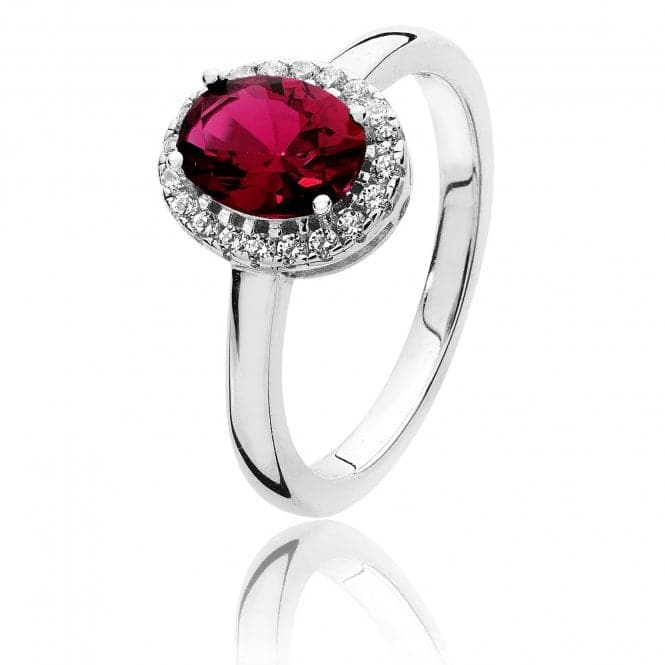 Silver Cubic Zirconia Halo Red White Oval Cubic Zirconia Ring SRG0038RUSilver & CoSRG0038RU/J