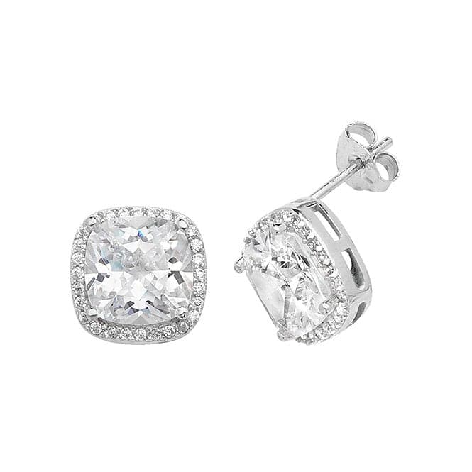 Silver Cushion Zirconia Stud Earrings G51125Acotis Silver JewelleryTH - G51125