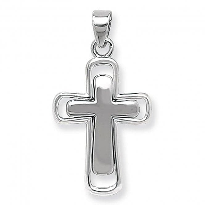 Silver Cut Out Double Cross Pendant G6516Acotis Silver JewelleryTH - G6516