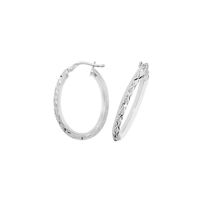 Silver Dia Cut Oval Hoop Earrings G51072 - V3Acotis Silver JewelleryTH - G51072 - V3