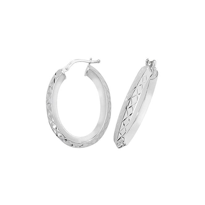 Silver Dia Cut Oval Hoop Earrings G51073 - V4Acotis Silver JewelleryTH - G51073 - V4