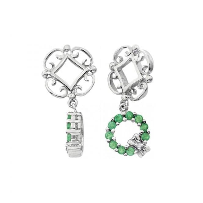 Silver Diamond & Emerald Christmas Wreath Dangle Charm S160MULStorywheelsS160MUL